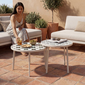 Outdoor Satztisch Faeto 2-tlg. Glasplatte Champagne [casa.pro]