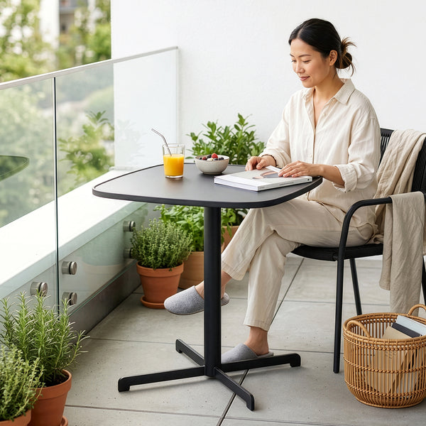 Outdoor Bistrotisch Foggia 75x70x70 cm Stahl Anthrazitgrau [casa.pro]