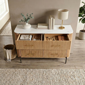 Kommode Kokunse mit 6 Schubladen 120x42x78 cm Eicheoptik [en.casa]