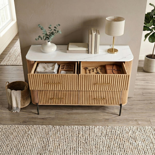 Kommode Kokunse mit 6 Schubladen 120x42x78 cm Eicheoptik [en.casa]