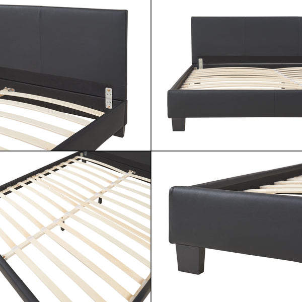 Kunstlederbett Albacete 160x200cm Schwarz Corium