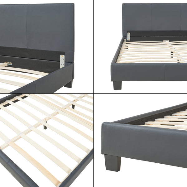 Kunstlederbett Albacete 140x200 cm Dunkelgrau Corium