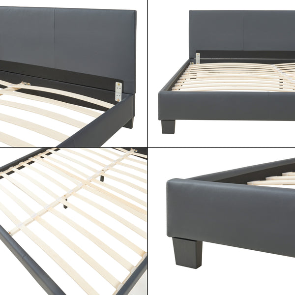 Kunstlederbett Albacete 180x200cm Dunkelgrau Corium