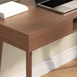 Schreibtisch Habo mit Ablage und Schublade 75x115x48 cm Walnussoptik [en.casa]