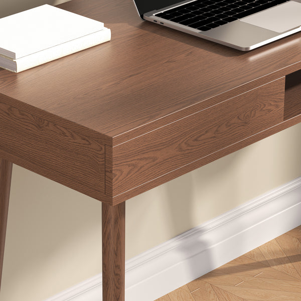 Schreibtisch Habo mit Ablage und Schublade 75x115x48 cm Walnussoptik [en.casa]