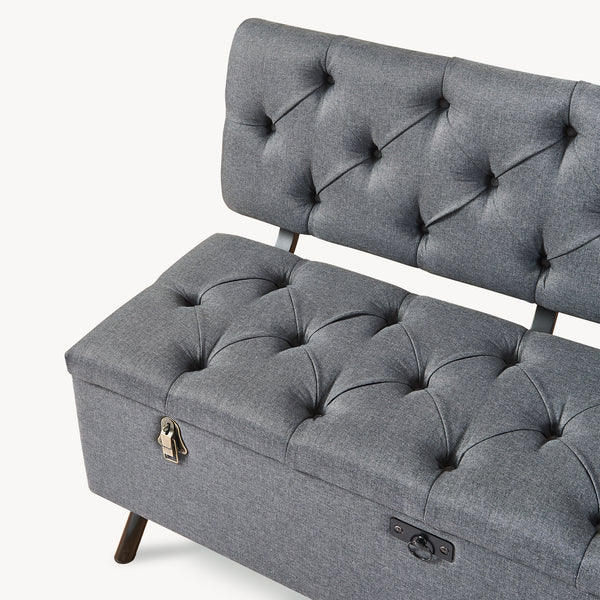 Sitztruhe Malmöhus 110x48x75cm Dunkelgrau [en.casa]