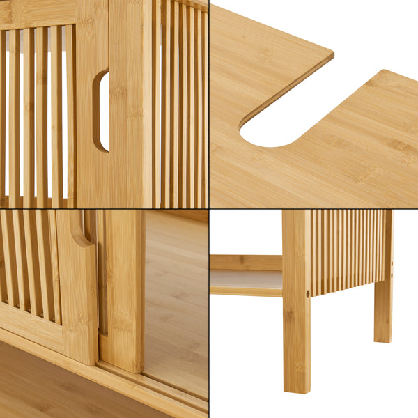 Waschbeckenunterschrank Hvaler 60x100x45cm Bambus [en.casa]