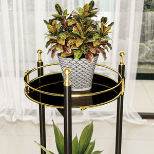 Blumenständer Oulainen 79x28x28cm Schwarz/Gold [en.casa]