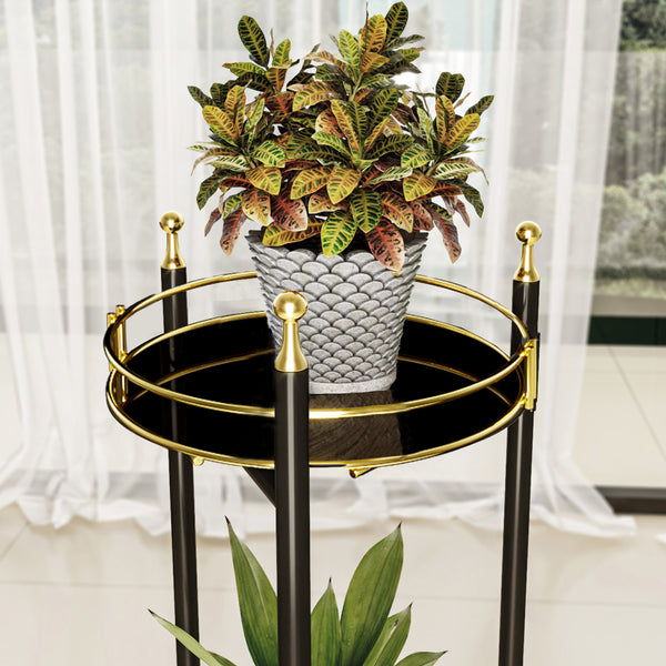 Blumenständer Oulainen 79x28x28cm Schwarz/Gold [en.casa]