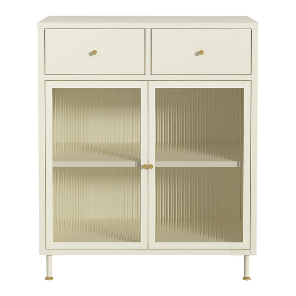 Sideboard Lindau Stahl 97x80x40 cm Cremeweiß [en.casa]