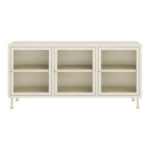 TV-Schrank Lindau Stahl 120x40x59 cm Cremeweiß [en.casa]