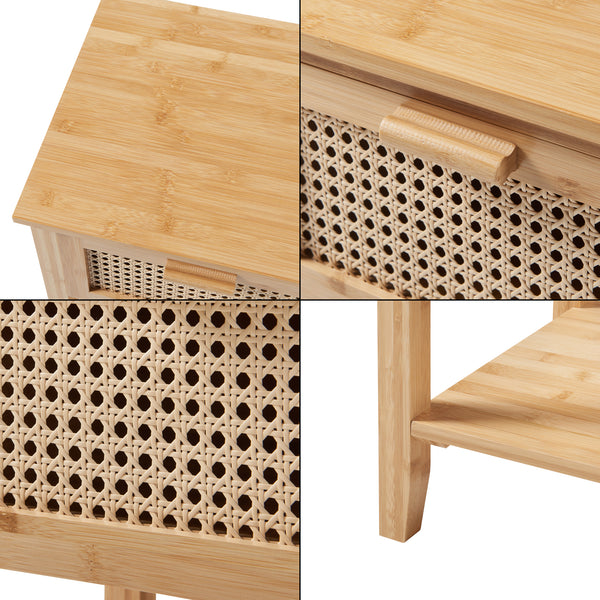 Nachttisch Leirfjord 60x40x35 cm Bambus Natur [en.casa]