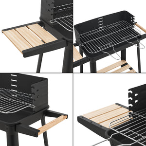 Grillwagen Ari 78x86x30cm Schwarz/Bambus [casa.pro]