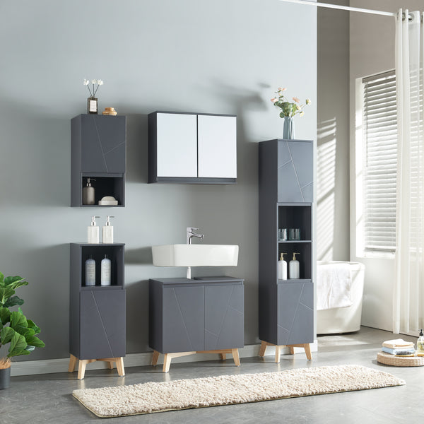 Hängeschrank Overath 30x30x60 cm Grau [en.casa]