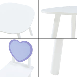 Kindersitzgruppe Siljan mit Herz-Design Weiß/Lila [en.casa]