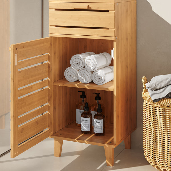 Badezimmerschrank Epind 75x33x30 cm Bambus Natur [en.casa]
