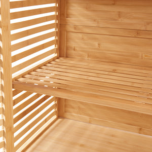 Badezimmerschrank Raurgela 180x80x40 cm Bambus [en.casa]