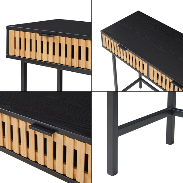 Konsolentisch Luniehti 100x40x75 cm Schwarz/Natur [en.casa]