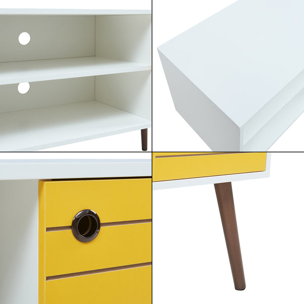Fernsehschrank Vare 100x40x66 cm Weiß/Gelb [en.casa]