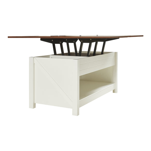 Couchtisch Kasama mit Hebeplatte und Stauraum 110x55x54 cm Walnussoptik/Weiß [en.casa]