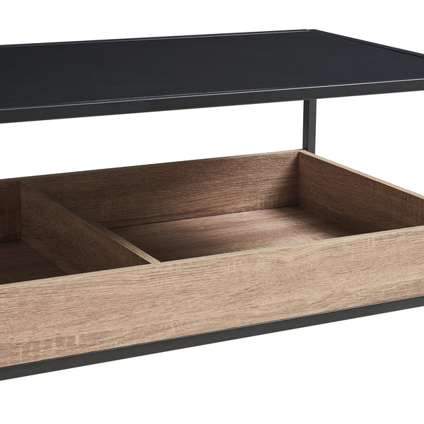 Couchtisch Belana 100x48x39 cm Schwarz/Eicheoptik [en.casa]