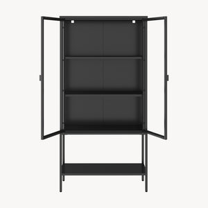 Vitrinenschrank Borshavisa Stahl 2-türig 160x80x35 cm Schwarz [en.casa]