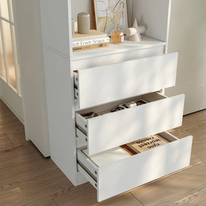 Bücherregal Les mit 3 Schubladen 180x60x35 cm Weiß [en.casa]