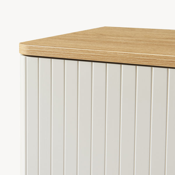 Nachtschrank Ferrersp mit Tür 50x40x40 cm Eicheoptik/Sandfarben [en.casa]