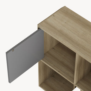 Sideboard Trömi 75x120x30 cm Eicheoptik/Grau [en.casa]