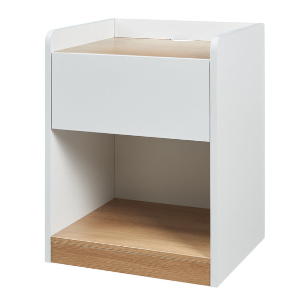 Nachttisch Kuorshare 55x42x37 cm Weiß/Eicheoptik [en.casa]