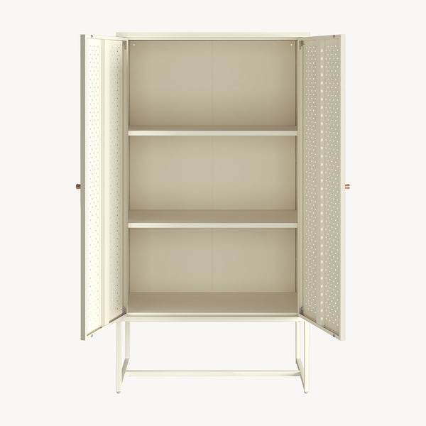 Highboard Viitasaari 150x80x40 cm Stahl Cremeweiß [en.casa]
