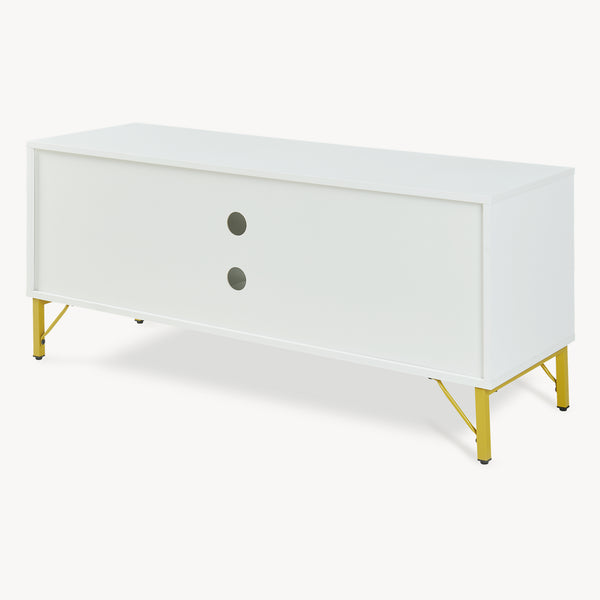 Fernsehschrank Reyri 120x39x52 cm Weiß/Goldfarben [en.casa]