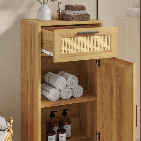 Badezimmerschrank Marhasa 92x40x30 cm Eicheoptik/Schwarz [en.casa]