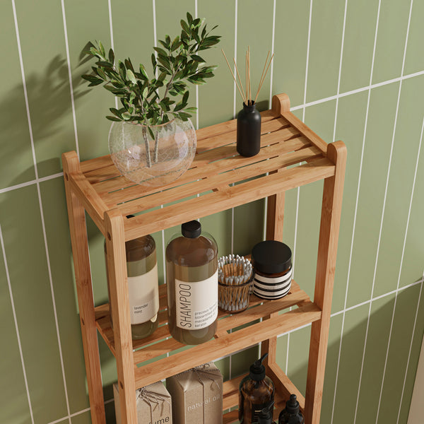 Badregal Anun 128x30x30 cm Bambus Natur [en.casa]