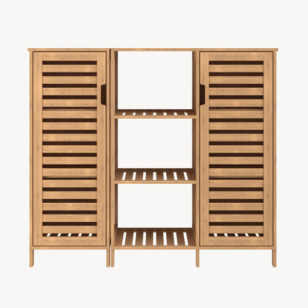 Beistellschrank Hakseri 2-tlg. 87x99x33 cm Bambus Natur [en.casa]