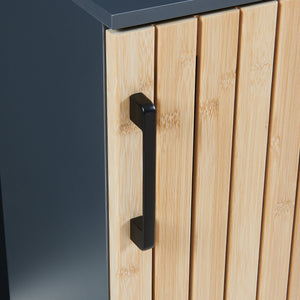 Badezimmerschrank Svanes 90x30x30 cm Dunkelgrau/Natur [en.casa]