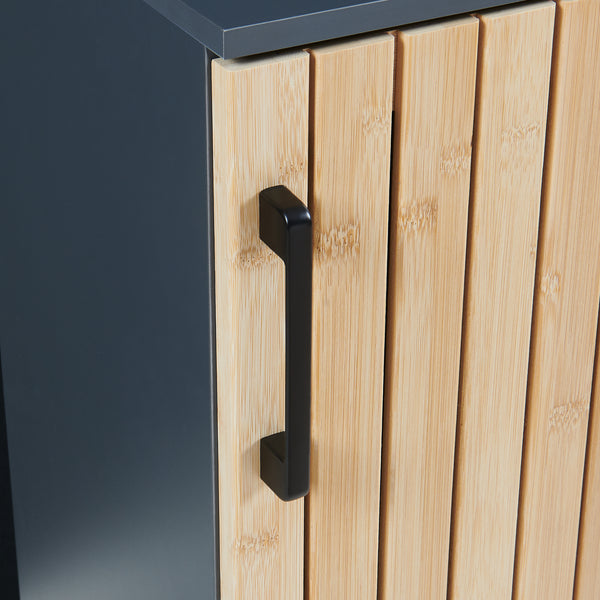 Badezimmerschrank Svanes 90x30x30 cm Dunkelgrau/Natur [en.casa]