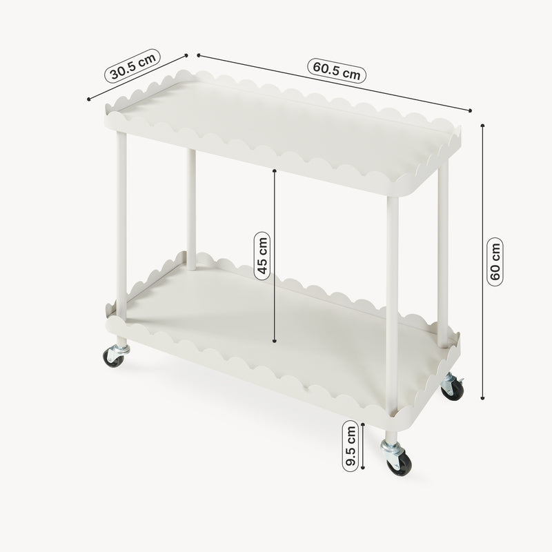 Maßskizze Servierwagen Bolmanralu 60x61x31 cm Grau [en.casa]
