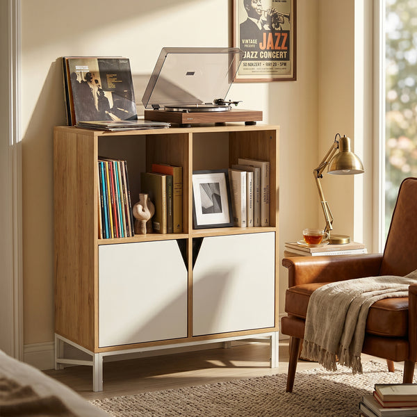 Kommode Kerrköndam 94x76x40 cm Eicheoptik/Weiß [en.casa]
