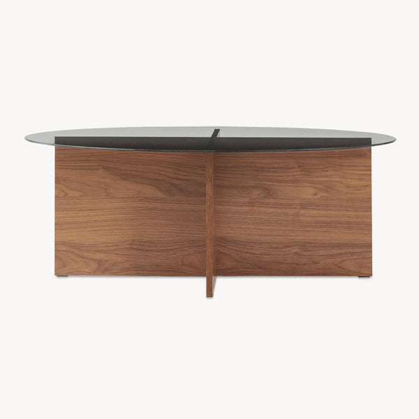 Couchtisch Viroya mit Glasplatte 100x60x36 cm Walnussoptik/Grau [en.casa]