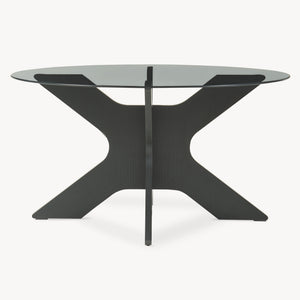 Couchtisch Imi mit Glasplatte Ø70x35 cm Schwarz/Grau [en.casa]