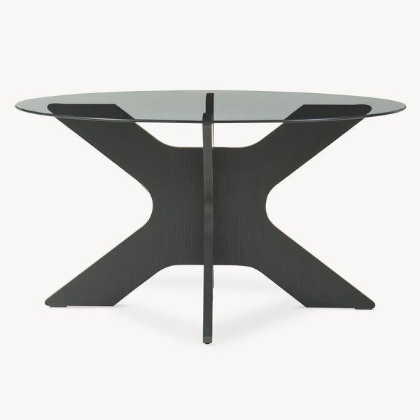 Couchtisch Imi mit Glasplatte Ø70x35 cm Schwarz/Grau [en.casa]