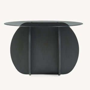 Couchtisch Karhuvandi mit Glasplatte Ø70x40 cm Schwarz/Grau [en.casa]