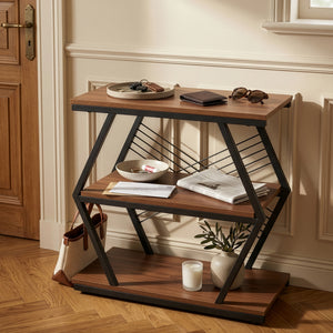 Beistelltisch Nolarg 65x30x61 cm Schwarz/Walnussoptik [en.casa]