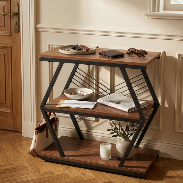 Beistelltisch Nolarg 65x30x61 cm Schwarz/Walnussoptik [en.casa]