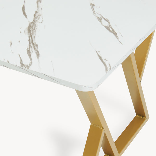 Couchtisch Nolu 120x60x46 cm Goldfarben/Marmoroptik, weiß [en.casa]