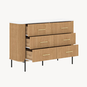 Kommode Kokunse mit 6 Schubladen 120x42x78 cm Eicheoptik [en.casa]