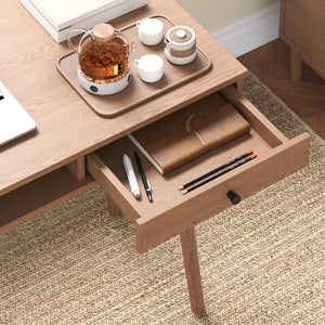 Schreibtisch Habo mit Ablage und Schublade 75x115x48 cm Walnussoptik [en.casa]