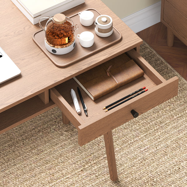 Schreibtisch Habo mit Ablage und Schublade 75x115x48 cm Walnussoptik [en.casa]