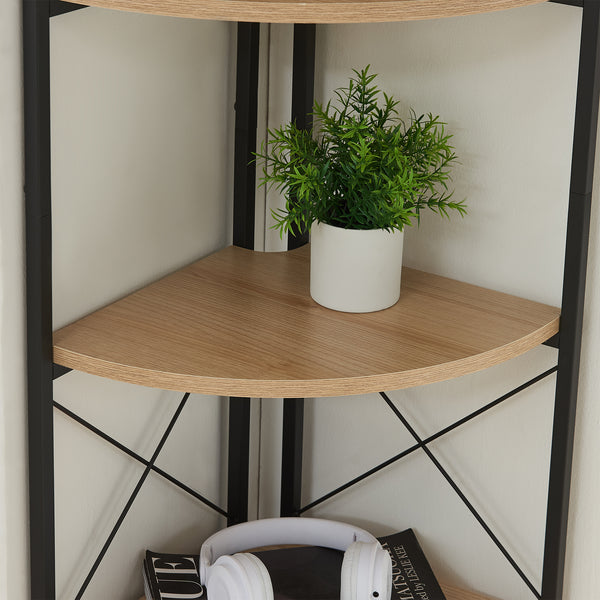 Pflanzregal Ulfborg 6 Ablagen 160x30x30 cm Schwarz/Eicheoptik [en.casa]